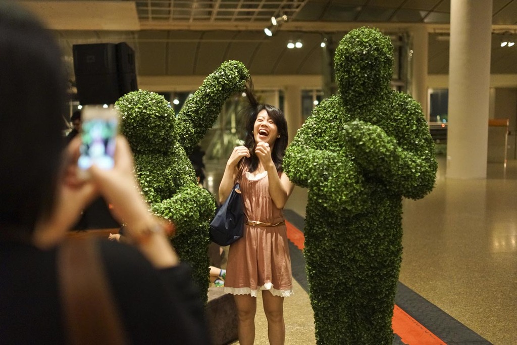 The Human Hedges entertaining at a street festival in Singapore